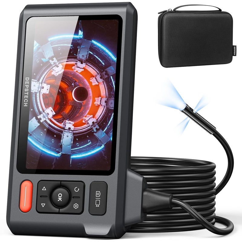 DEPSTECH Triple Lens Borescope Tool, 5" IPS Screen Endoscope Camera with Lights, 1080P Sewer Inspection Camera & Split Screen, 180° Rotation, IP67 Snake Cable, Gadget for Automotive Mechanical Repair - Image 1